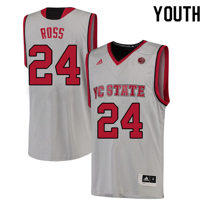 Youth #24 Ernest Ross NC State Wolfpack College Basketball Jerseys Sale-White
